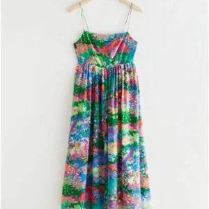 & OTHER STORIES Strappy Silk Midi Dress Floral Sz 10